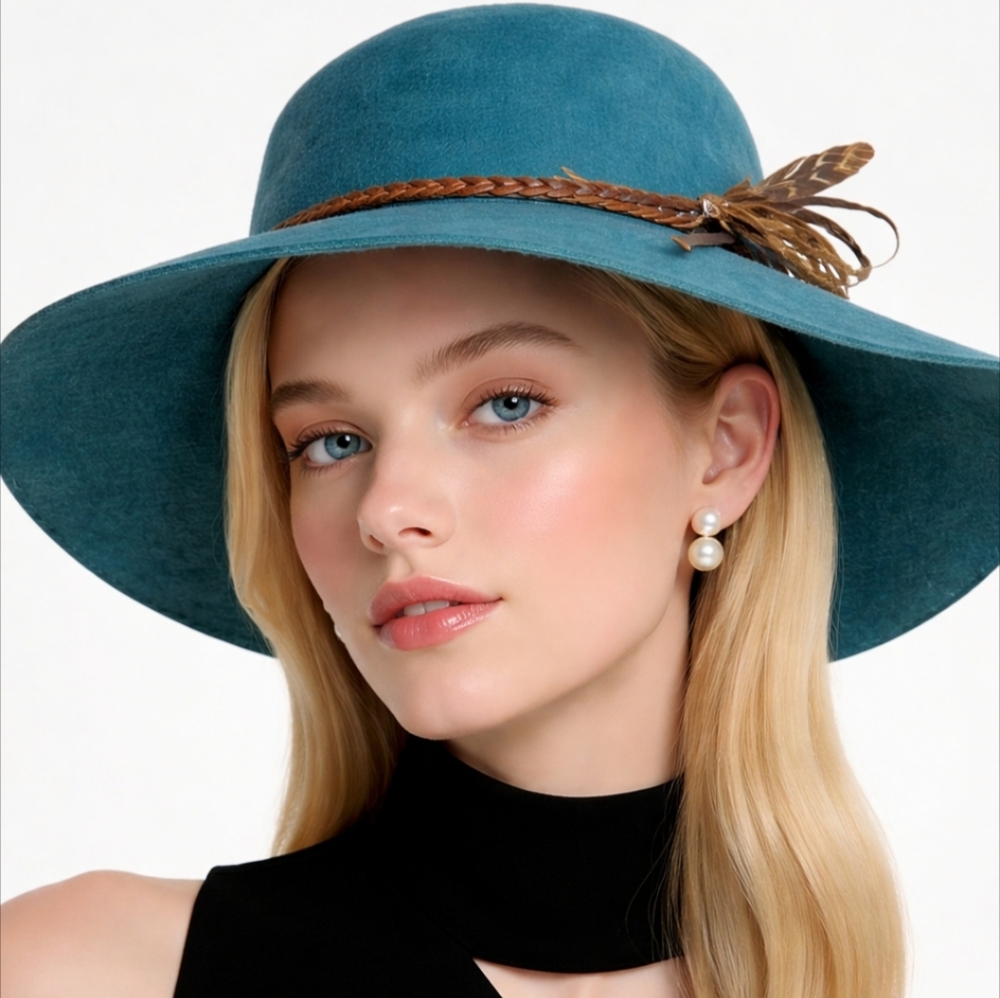 Charlie 1 Horse Teal Wide-Brim Wool Felt Hat